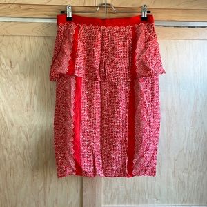 Plenty by Tracy Reese peplum silk skirt. Coral and white pattern.